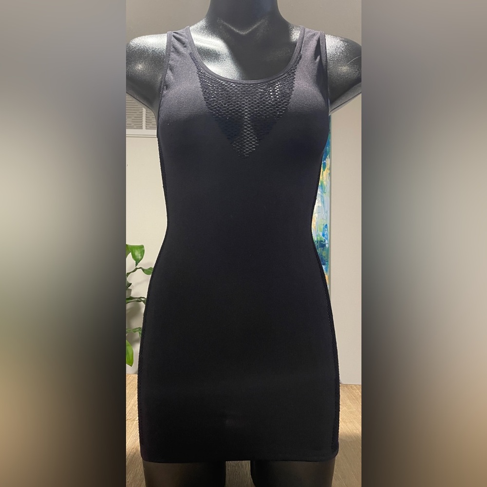 Pink Lipstick Black, Mesh Mini Dress